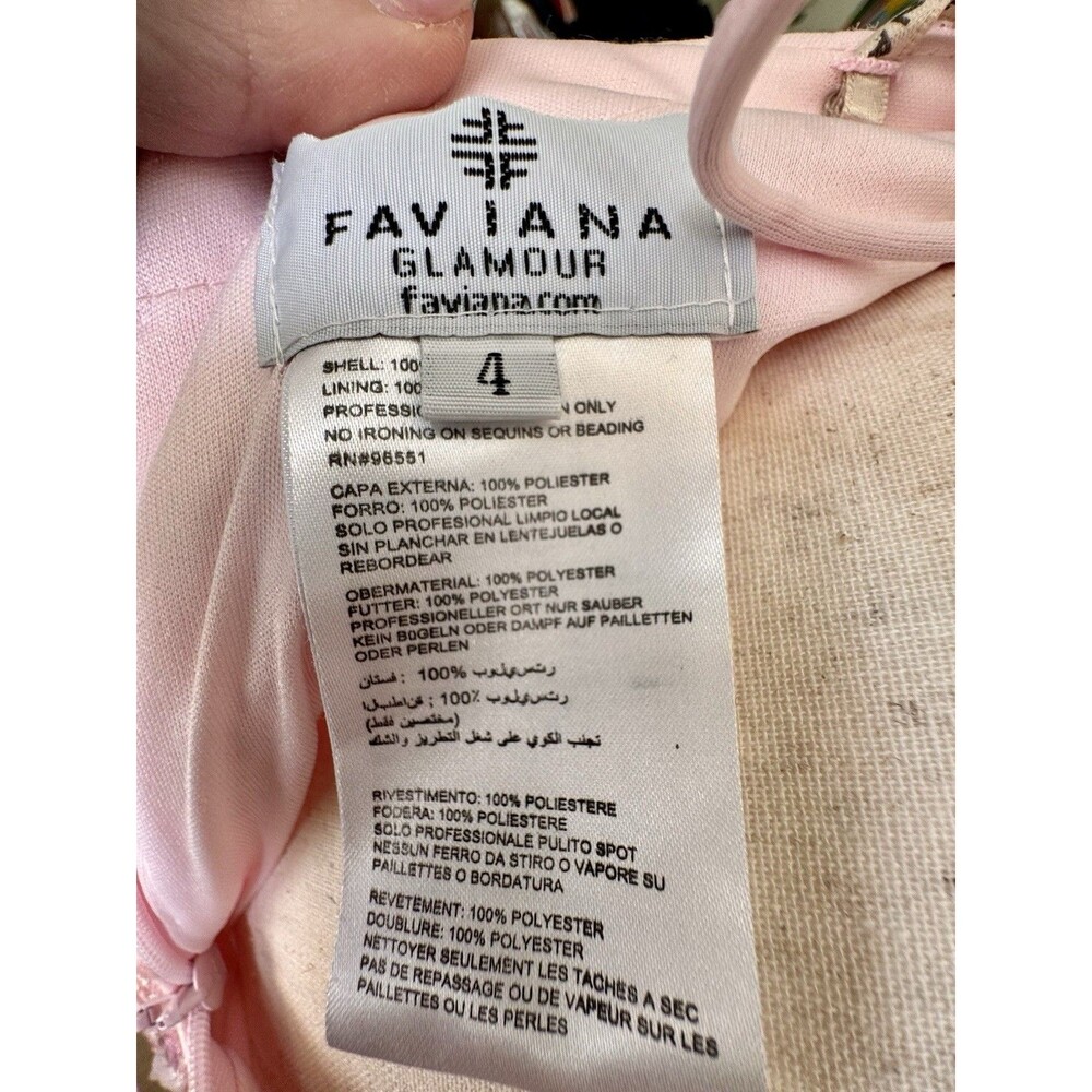 Faviana Prom Dress Rose Pink With Floral Beaded Appliqué | 11251 - Picture 13 of 14